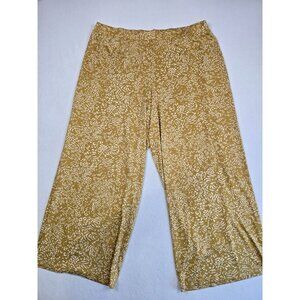 Boho Palazzo Pants Size 22/24W Mustard Yellow Abstract Print Elastic Pull On